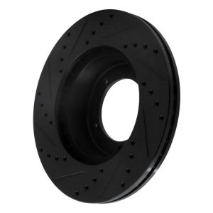 Land Rover Defender Brake Rotor (1) - Front Right - R1 Concepts - Drilled & Slotted - Black - `90-`16